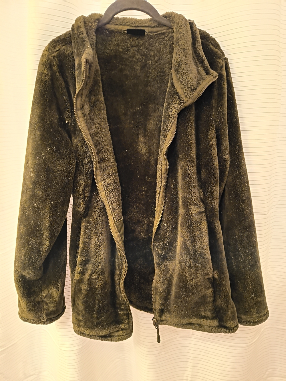 32 Degrees Olive Green Plush Full-Zip Hooded Jacket